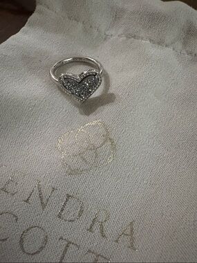 Kendra Scott Silver Heart Druzy Ring
